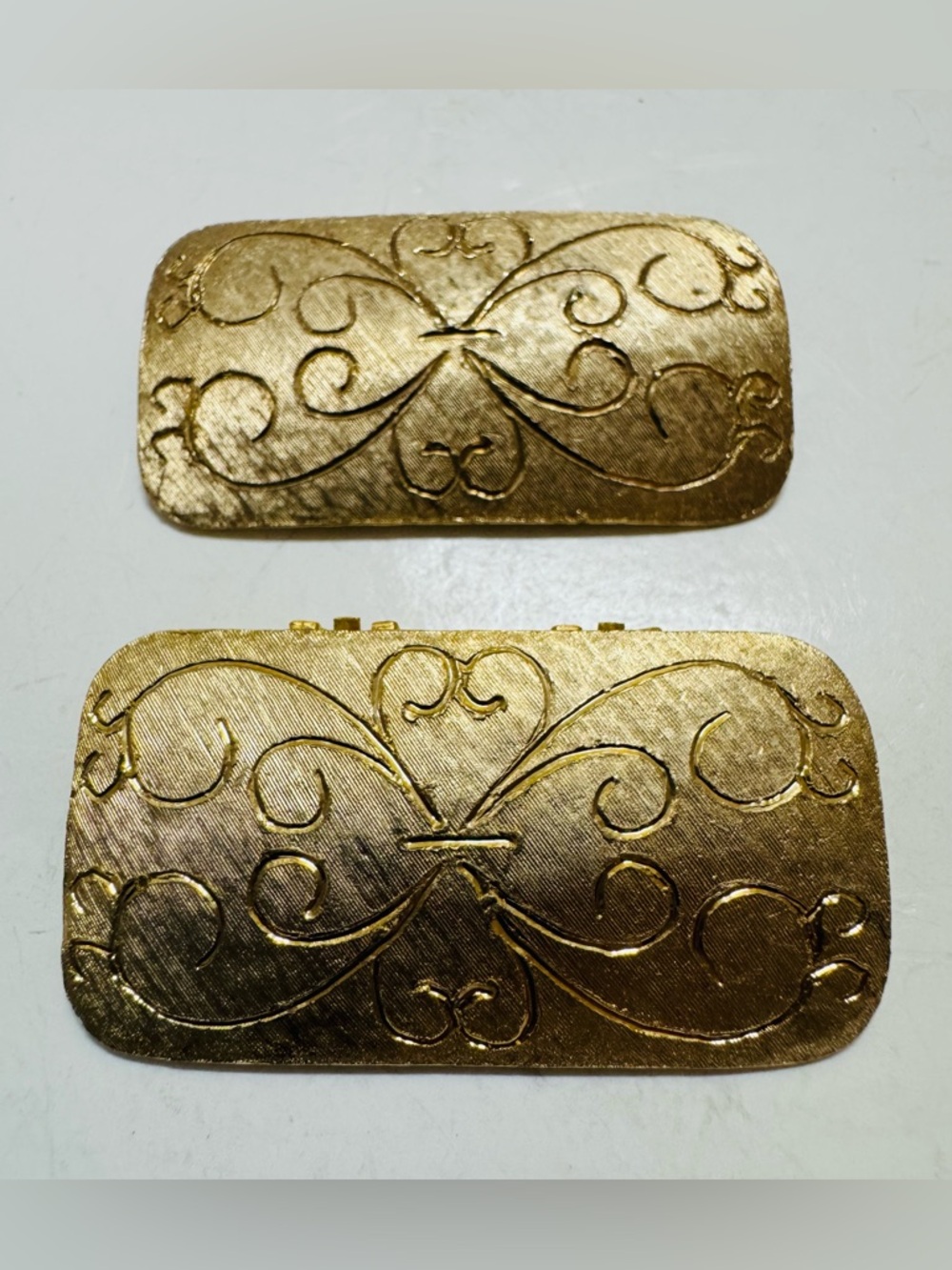 Gold Tone etched shoe clips